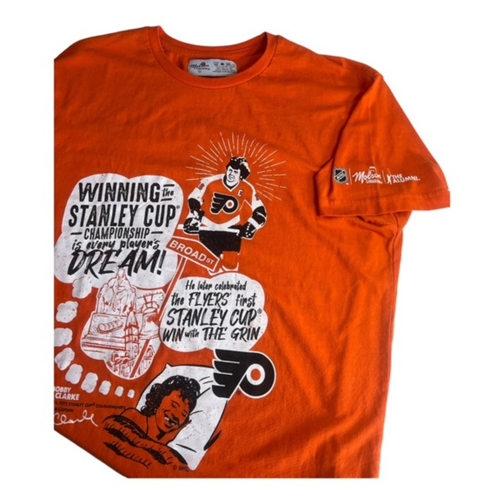 Molson Canadian Alumni Mens T Shirt Bobby Clarke Orange Size Large‎